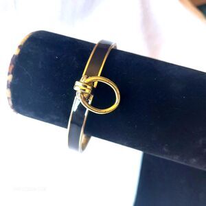 A.L.C. Andrea Lieberman Gold Tone Black Enamel Handcuff Bracelet MSRP $360